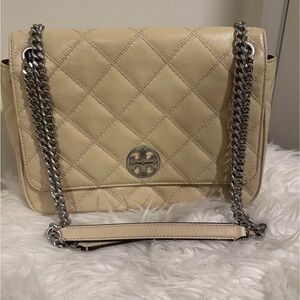 Tory Burch Beige Quilted Shoulder Bag